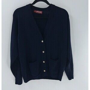 Women's Vintage Pitlochry Navy Blue V-neck Cardigan Size 42 XL